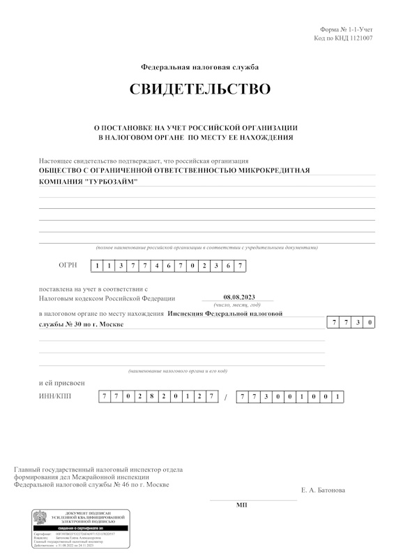 Регистрация ООО МКК Турбозайм